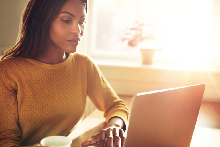woman on computer