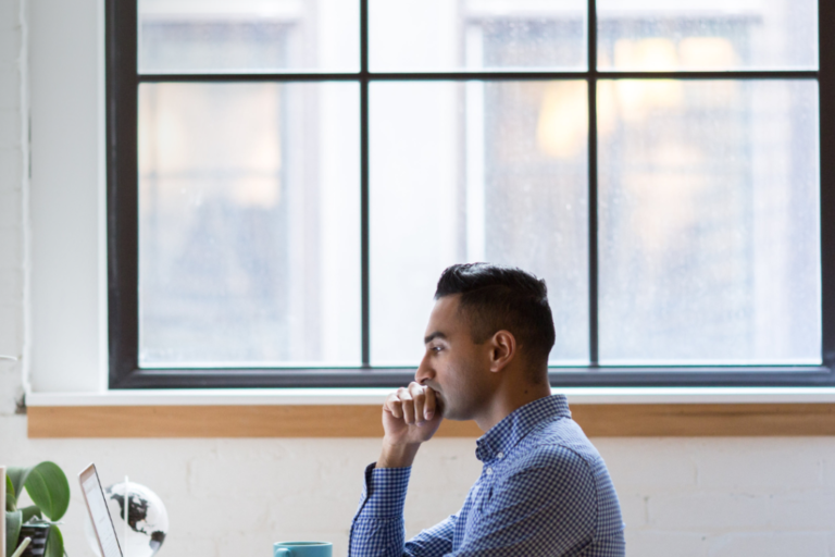 man on computer