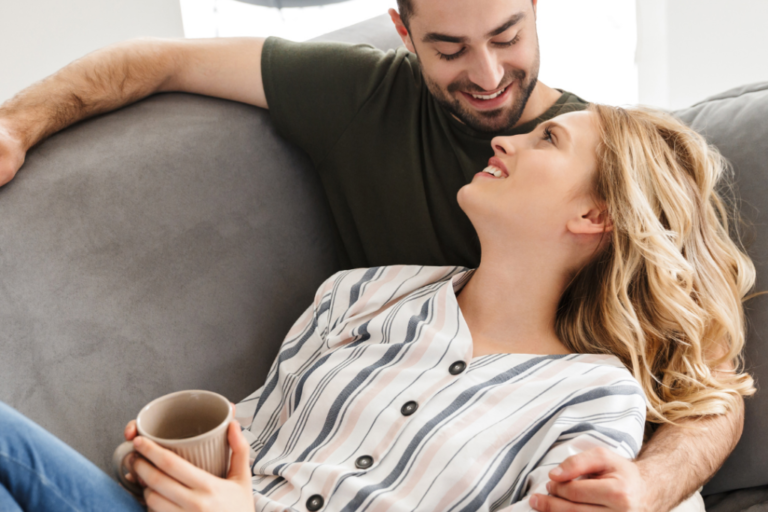 couple on couch cuddling